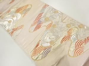 アンティーク　荒波に菊模様織出し袋帯（材料）